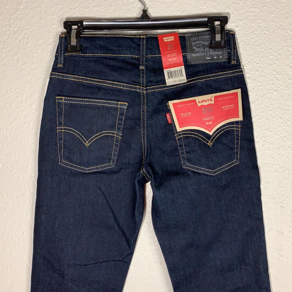 LEVI’S Slim fit JEAN’S 511 Dark wash stretch ankle Jean’s Sz 26 mid-rise Skinny - Picture 5 of 16